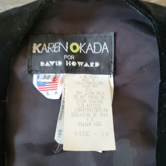 Karen Okada for David Howard Black Velvet Cropped Bolero Jacket Vintage 80s - Picture 4 of 7